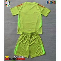 Camisa de Futebol Itália Goleiro Equipamento Principal Infantil Europeu 2024 Manga Curta (+ Calças curtas)